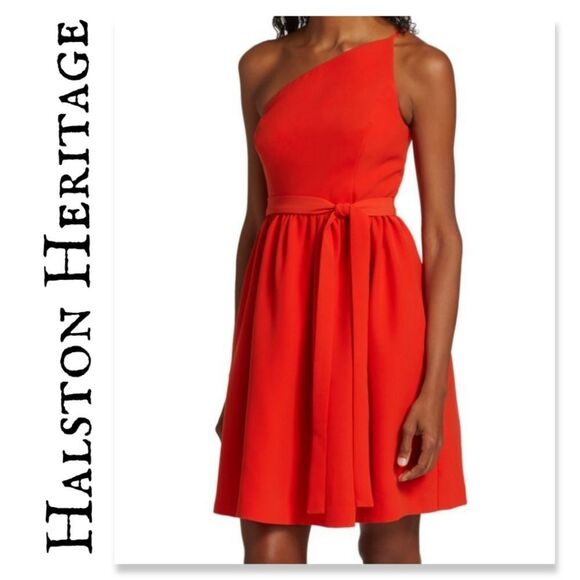 NWT Halston Miley One-Shoulder Crepe Dress - Picture 1 of 10